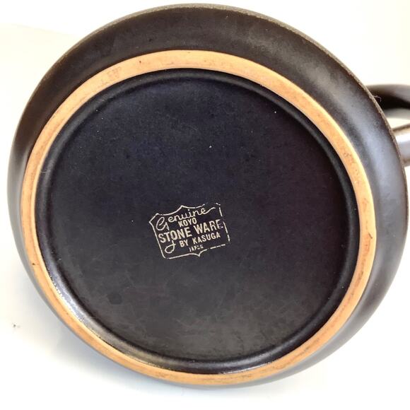 Vtg MCM Dk Olive Green Arts Crafts Stoneware Pitcher +Lid Koyo Kasuga Japan READ - Picture 9 of 9